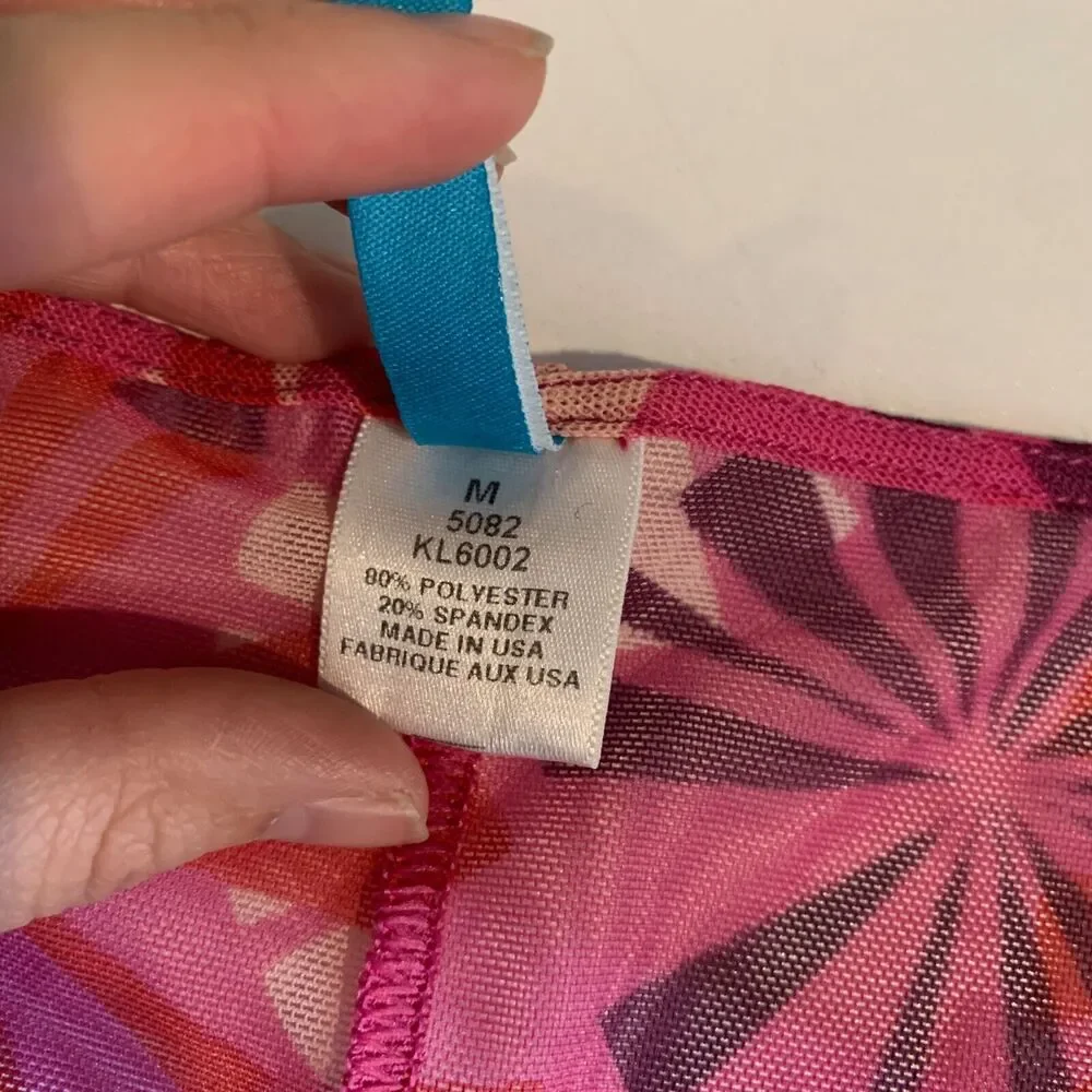 BCBGMaxazria Cover Up Womens M Medium Pink Multi Mesh Sleeveless Beach Tie Front
